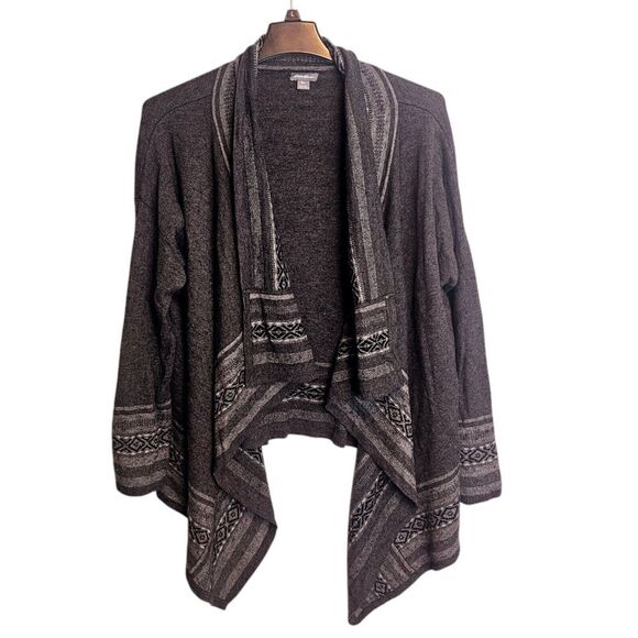 Eddie Bauer Women Waterfall‎ Cardigan Size Large Grey Wool Blend Open Front - Picture 1 of 5